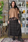 Enid Plaid Tulle Midi Skirt Chocolate